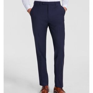 Calvin Klein Men's Navy Dress Pants Wool Slim Fit